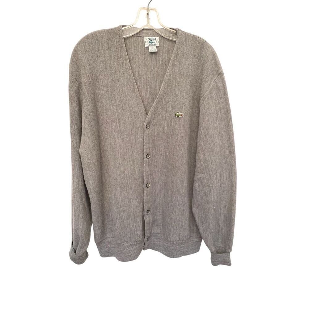 Lacoste Izod Men Grey V Neck Cardigan Sz XL
